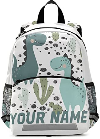 Mnsruu Rucksack mit individuellem Namen, personalisierbarer Kinder-Rucksack für Jungen und Mädchen, Dinosaurier, Baby, Jungen, Kindergarten, Vorschule, Kindergarten, Reisetasche, mehrfarbig, M