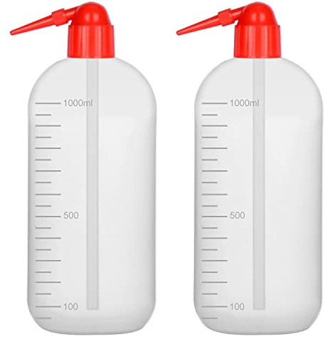 stonylab Chemische Waschflasche, 2er-Pack Versiegelte Zylindrische Kunststoff-Sicherheits-Spritzflaschen mit Schmalem Hals, für die Lagerung von Flüssigkeiten im Labor, 1000 ml