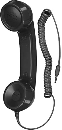sourcing map 3.5mm Retro Telefonhörer Telefon Empfänger für Mikrofon Lautsprecher Glatt Schwarz