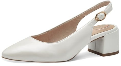 Tamaris Comfort Damen Slingpumps aus Leder Elegant, Weiß (Pearlized1), 40 EU