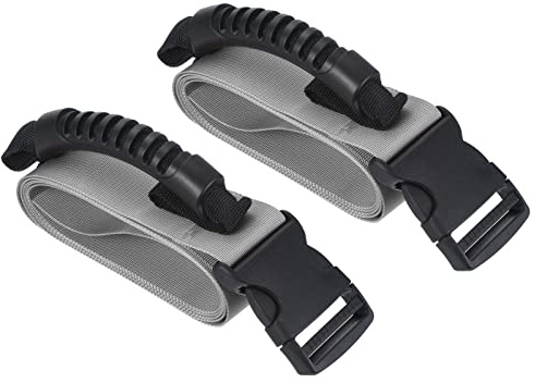 PATIKIL Carrying Strap with Handle, 2 Pack Adjustable Nylon Belt for Moving Lifting Boxes Grocery Luggage, Gray