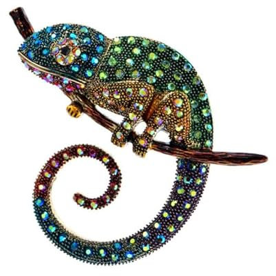YOGAYE Grand caméléon Broche Animal émail Broche Strass vêtements Accessoires Bijoux Broches Cadeau