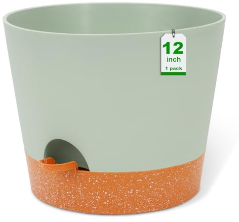 GARDIFE Macetas Grandes de plástico con depósito Profundo y Agujeros Altos de Drenaje, para Interiores y Exteriores, Color Verde