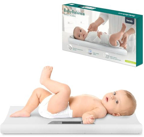 LIONELO BABYBALANCE Elektronische Babywaage, Kinderwaage bis 20 kg Großes Display, Tarierfunktion, Speicher für letzte Messung, Präzises Wiegen in 5g-Schritten