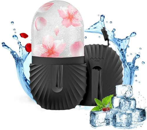 Joyeee Ice Roller Viso, Rullo di Ghiaccio in Silicone Riutilizzabile, Massaggiatore di Ghiaccio Facciale per Elimina le Linee Sottili, Riduce Il Gonfiore, Riduce i Pori, Nero