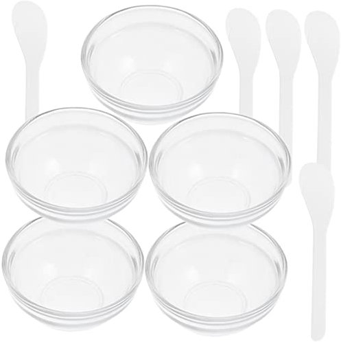Didiseaon 5ensembles Bol De Mélange Verre Pour Masque Facial Outils Diy Pour Soins De Peau Bol Transparent Épais Pour Huile Essentielle Et Masque Pratique Et Facile À Nettoyer