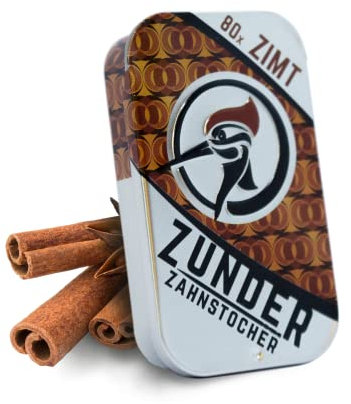 Palillos de dientes Tinder con sabor, 80 unidades en elegante lata, perfecto para la limpieza de los dientes o para abandonar hábitos desagradables, sabor intenso (canela)