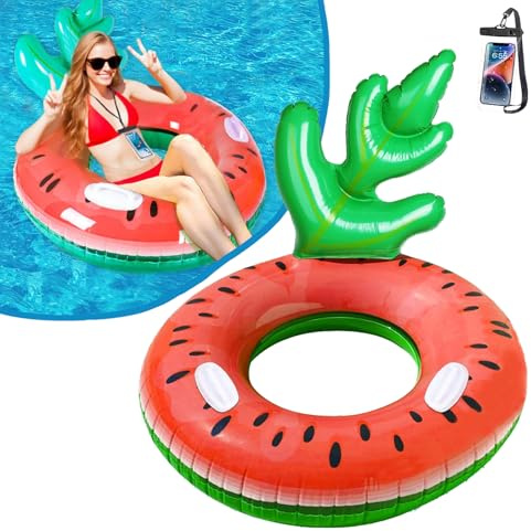 Inflatable Pool Float Watermelon Swimming Ring 98CM Giant Lounger Swim Raft Rubber Pool Tube for Adults Kids Summer Outdoor Beach Party Water Fun Decor