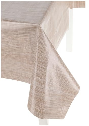Italiensk laminerad bordsduk TRAMA vaxduk bordsduk plast - BEIGE, 12-sits 140 x 240 cm.