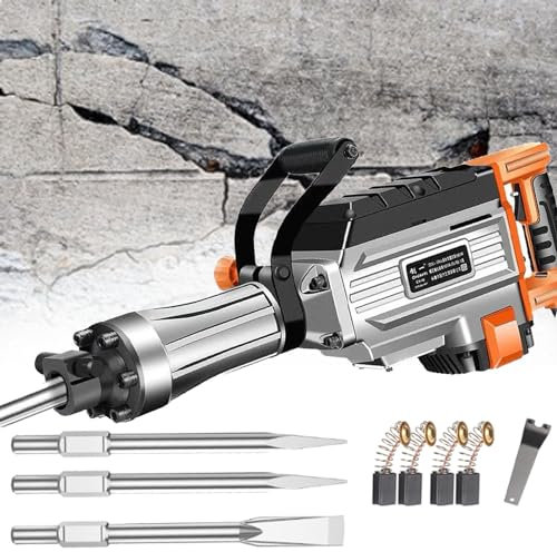 SACLMD Marteau démolisseur électrique,Marteau piqueur pour béton,Marteau piqueur de démolition pour béton,avec Pointes et burins Plats,Type95