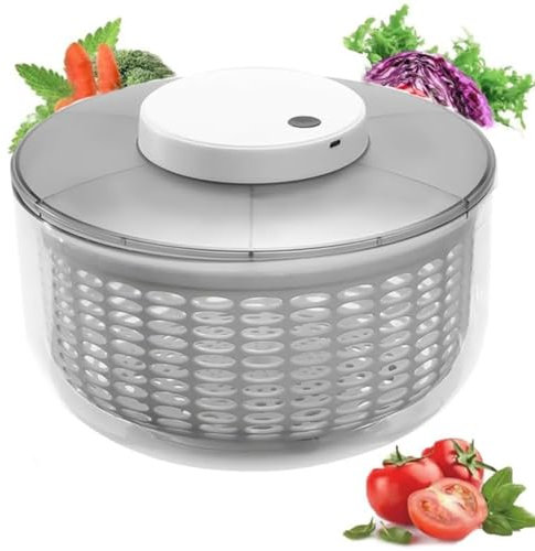 QUTBAG Essoreuse à laitue, essoreuse à Salade électrique Rechargeable par USB, laveuse de laitue à Rotation de Salade, Bol de matériel d'essoreuse de Fruits de laitue à séchage Rapide 6L