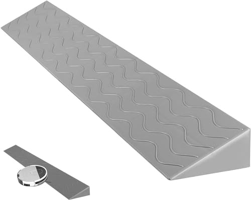 PortableTürschwellenrampen, Rollstuhl-Rampe, Mobilität Scooter Rampen, Indoor Sweeping Roboter Türschwellen Bordsteinkante Rampe, rutschfeste solide Tür Schwelle Rollstuhl Rampe(Gray,100*17.5*8cm)