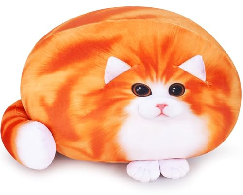 Stuffed Cat Tabby Cat Plush Pillow Simulated Kitten Stuffed Animal Orange Cats - Cute Plushie Toy Animal Soft Plushies Cuddly Toys Hugging Pillow Gift for Unisex Birthday Christmas, 15.7 inch
