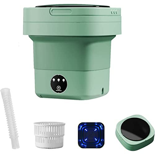 WPJQJWD Folding Ultrasonic Underwear Washing Machine, 8L Mini Washing Machine And Dryer Ultrasonic Cleaning Machine With Drain Basket Portable Mini Washer Spin Dryer