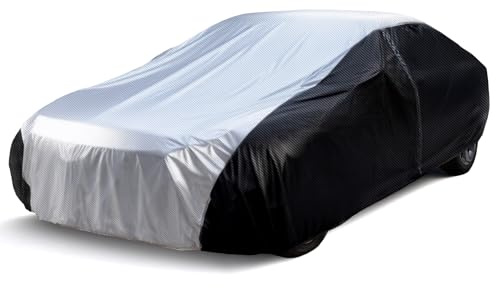 Car Cover, Carbon Fiber Luxury All Weather Protection Car Covers for Automobiles, Full Exterior Cover with Zipper, Outdoor Car Cover Sun UV Rain Snow Wind Protection, Sedan C3 171-185