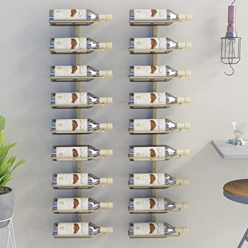 Xichuzi Wand-Weinregale für 9 Flaschen 2 STK. Golden Eisen, Flaschenregal, Weinhalter Wand, Flaschen Regal, Flaschenhalter Wein, Bar Regal Wand, Wine Holder, Weinflaschenregal