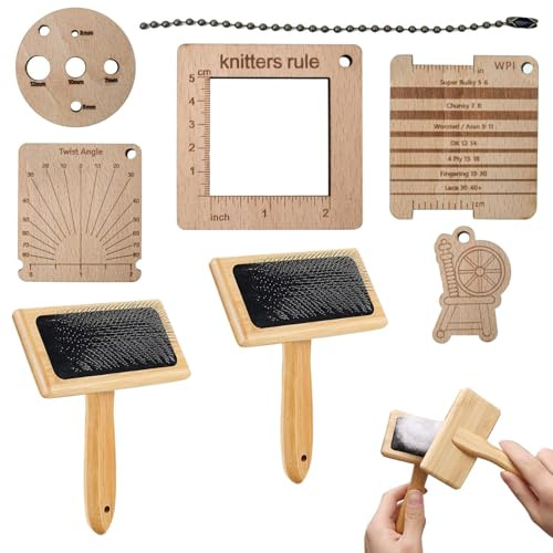 8 Stück Wollkardiermaschinen Set, Wool Carders Nadelfilzbürste, Holzwolle Carder, Pinsel Woll Handkardiermaschine Wollfilz Mischwerkzeugset, Nadelfilz Wollkardierbürste