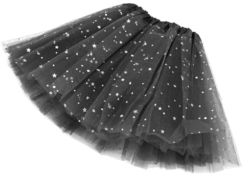 Sibba Girls Tutu Skirt Ballet Leotards Dance Outfit Layers Tulle Sequin Star Tutu Skorts Shiny Dress Princess Skirts Glitter Breathable Skirt for Christmas Performance Party Dancing