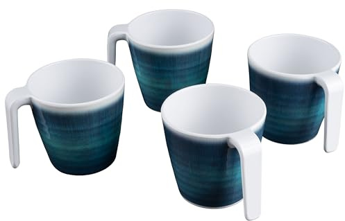 Jesolo Juego de 4 tazas de melamina (350ml acampar) color azul