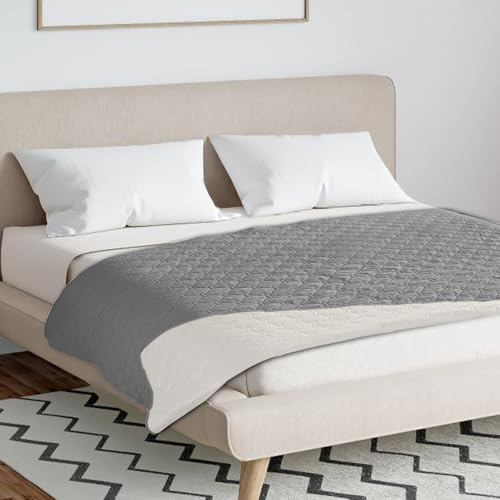 LEKEFETO Manta impermeable para perros, 76 x 190 cm, 4 capas para sofá, coche, cama y mesas, lavable a máquina, con diseño de cuadros (gris claro)