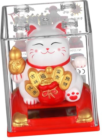 UKCOCO Gato con Energía Solar Gato De La Suerte Que Saluda Gato Chino Saludando Gato Agitando El Brazo En Movimiento Gato Que Agita con Energía Solar El Plastico