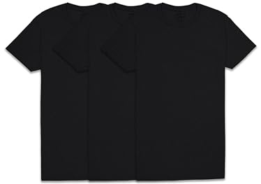 Fruit of the Loom Men's Undershirts, Moisture Wicking & Tag Free, Short Sleeve Crew T-Shirts, Black - 3 Pack, Medium