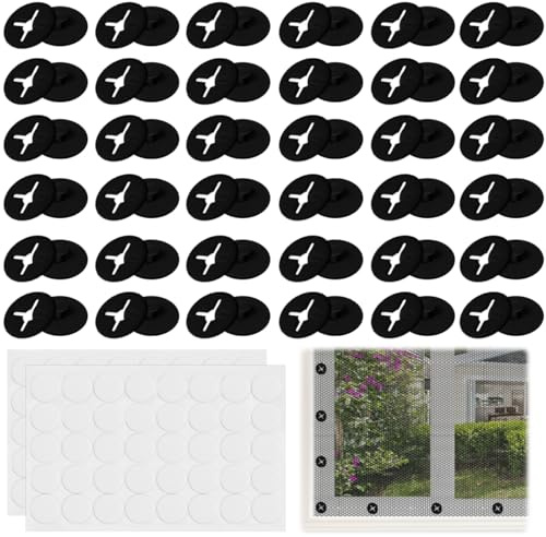 BUZIFU 40 PCS Clips para Mosquiteras Negros, Fijacion de Mosquiteras de Plástico, Sujeta Mosquitera para Ventanas, Hebilla Mosquitera Sin Taladrar para Ventanas Correderas y Fijas para Hogar Cocina