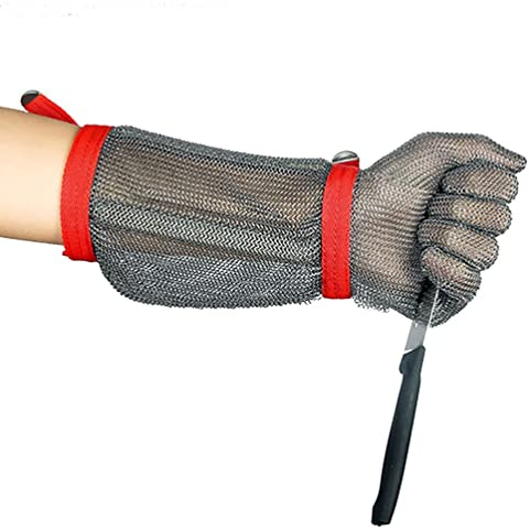 Gloves， Cut Resistant Gloves, Kitchen Cut Meat to Oyster Shell Mandolin Slicing Safety Work Stainless Steel Chain Gloves(Arm 8cm,1PCS/XS)