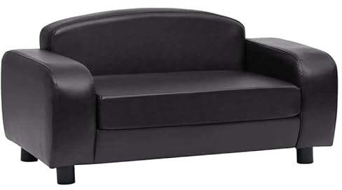 Eleganz Hundesofa Schwarz 80x50x40 cm - Luxus Hundebett aus Kunstleder, wasserabweisend & pflegeleicht - Bequemer Schlafplatz für Hunde in jedem Zimmer