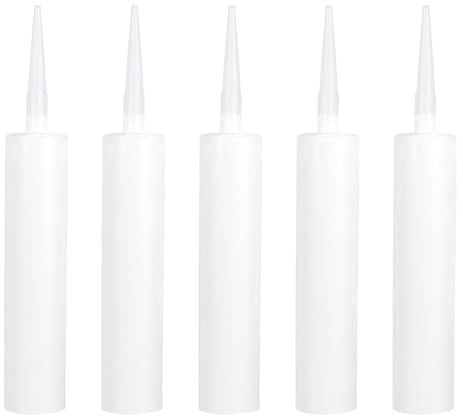 SHINEOFI Glass Glue Empty Tubes 5PCS Reusable Plastic Sealant Cartridges for Water Tanks Sinks, Universal Caulking Tool White