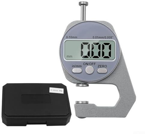 Spessimetro digitale da 0 a 10 mm, con 3 teste di misurazione e corpo in lega di alluminio, per misurare metallo, carta, stoffa e plastica (capelli corti)