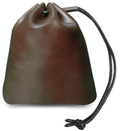 HMCEY 2 Piezas Bolsitas de Cuero con Cuerda 13 X 14.5 CM,Bolsitas Regalo Pequeñas para Joyas,Saquitos para Regalos,Bolsa de Caramelos para Cumpleaños para Joyas, Auriculares, Teclas - Rojo Café
