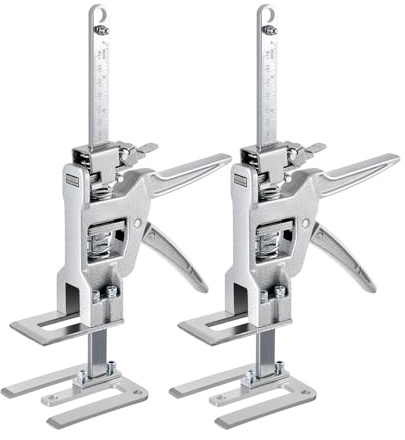 2 Stück Möbelheber, 30cm Ganzmetall Hebewerkzeug, 400kg Tragkraft, Höhenverstellbarer Hebearm mit Schnell- & Langsamfunktion, Montageheber für Türen, Möbel & Gipskartonplatten
