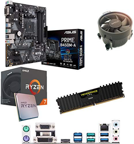 Components4All AMD Ryzen 7 1700 3.0GHz (Turbo 3.7GHz) Eight Core Sixteen Thread CPU, ASUS Prime B450M-A Motherboard & 4GB 3200MHz Corsair DDR4 RAM Pre-Built Bundle