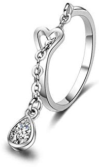 Damen 925 Sterling Silber Luxus Ringe,Herz Ring Novetly Modeschmuck Silber Ringe, Versilberte Modeschmuck Funkelnde Cute Verschleiß Geburtstagsgeschenk