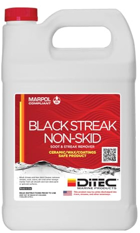 DITEC Black Streak Remover for Boats - 1 Gallon Bulk Non-Skid Deck & Hull Cleaner - Dissolves Stubborn Black Streaks, Exhaust Soot & Bird Droppings - Safe for Gelcoat & Paint - Waterway Safe