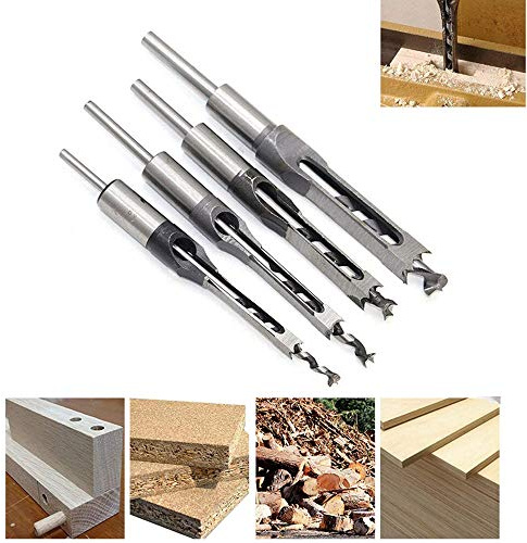 Juego de 4 brocas cuadradas para bricolaje madera HSS, brocas de avellanado de cincel para madera para trabajador de carpintería, herramientas eléctricas de 1/2 1/4 5/16 3/8 pulgadas