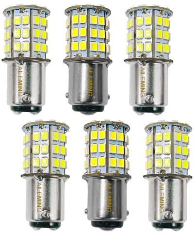 AILEMING Ba15d CA/CC 12-24V 56Pcs 2835SMD Bombilla LED Súper Brillante (Blanco Frío, Paquete de 6)