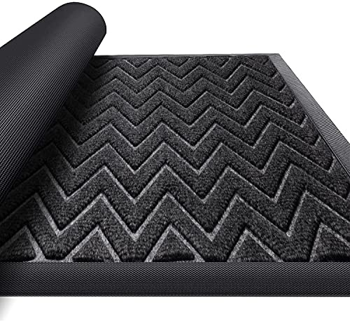 Purejoy Fußmatte Außen 45x75cm Gummi Rutschfester Design Matte für die Haustür Eingangstürmatte, Waschbar Schmutzfangmatte für Niedriger Eingangsteppich