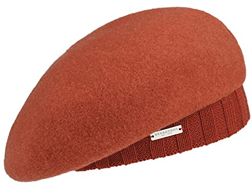 Seeberger Wollfilz Baske mit Strickbund Wollbaske Filzbaske Damenbaske Baskenmütze Damen - Winter Herbst-Winter - One Size Terracotta