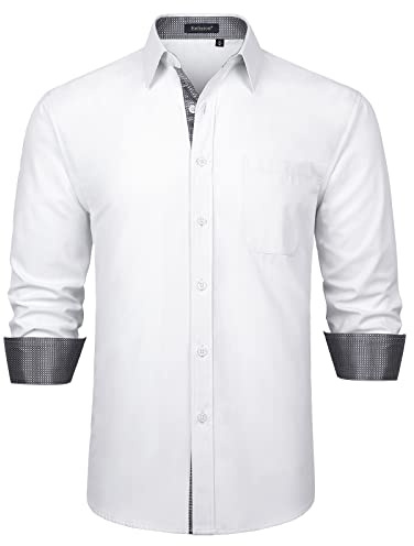 Enlision Camisa Blanca Hombre Manga Larga Formales Casual Camisas De Vestir Hombres Clásico Elegante Boda Negocio Camisa Regular Fit L