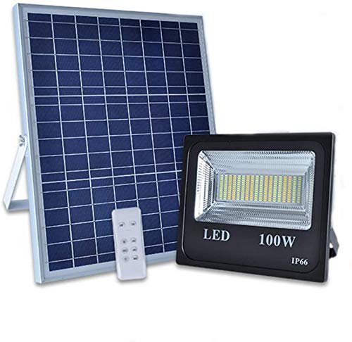 100W Led Luces de inundación solares Al aire libre Anochecer al amanecer Luces solares 12000Lm Control remoto Proyector con energía solar 3 Temperaturas de color Ip66 Focos solares a prueba de agua pa