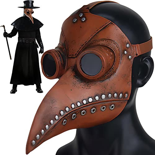 Retoo Máscara de pico para peste, máscara de látex, nariz larga, pájaro, pico, máscara para carnaval, steampunk, Halloween, cosplay, máscara de cabeza para adultos, fiesta de carnaval, Plague Doctor