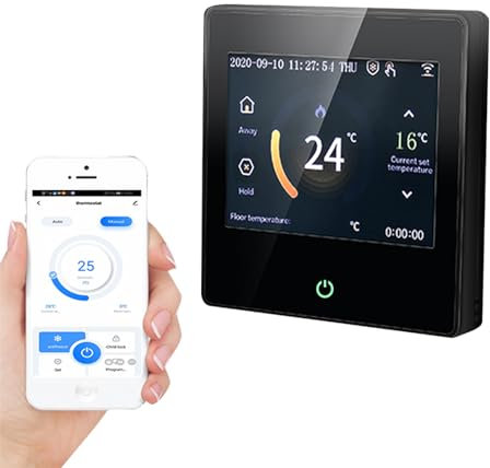 Qiumi Farbbildschirm-Display, intelligentes WLAN-Thermostat für Fußbodenheizung, elektrisch, funktioniert mit Alexa Google Home 16 A 95 ~ 240 V AC