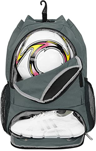 sportsnew Fußball Tasche, Basketball Kordelzug Rucksack Verstellbar Sportrucksack mit Ballfach & Schuhfach und Nasstasche Tunnelzug Daypack für Herren Damen
