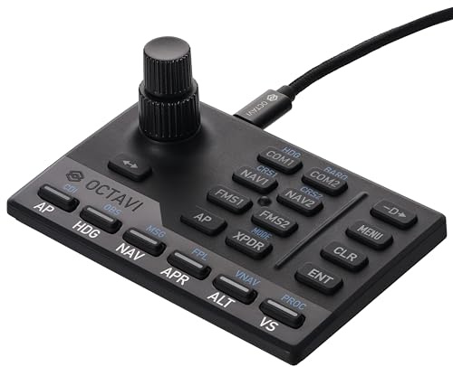 Octavi IFR-1 – Cockpit compact tout-en-un fabriqué en Allemagne – Contrôleur SIM de vol pour COM, NAV, FMS, pilote automatique, XPDR, et plus encore, commandes de haute précision pour un entraînement