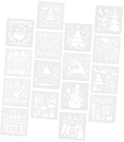 HEMOTON 16st Malvorlage Für Weihnachten Diy-vorlage Weihnachtsschmuck-schablonen Zeichenschablonen Aus Kunststoff Weihnachtsschablonen Vorlage Selbstgemacht Kind Erröten Das Haustier