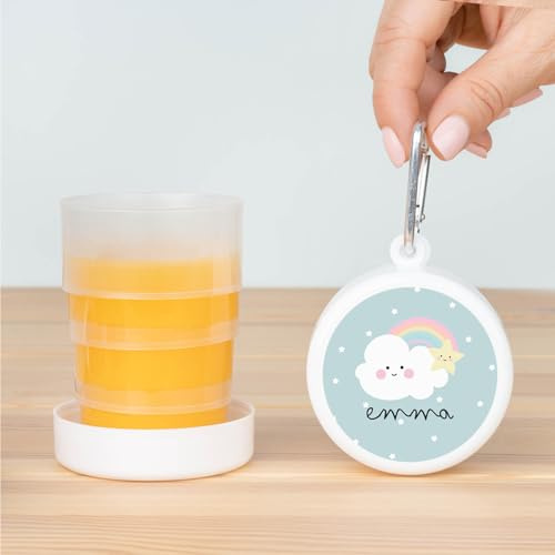 Wanapix | Gobelet en plastique pour enfants | Verre à nom personnalisé | Gobelet pliable en plastique dur | Retour à l'école/Garderie | Sans BPA | Gobelet pour enfants | 220ml | Nuage