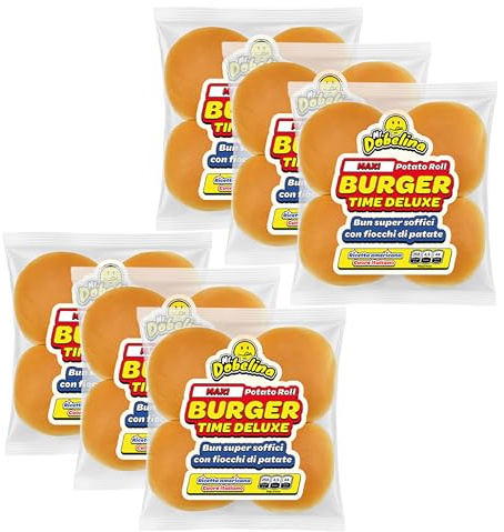 Mr.Dobelina Maxi Kartoffelbrötchen, 6er-Pack 4x80g, weiche Brötchen, weiche Brötchen, Kartoffelbrötchen, laktosefrei, Made in Italy, ideal für American Hamburger und Smash Burgers