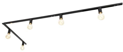 Qazqa Modern Schienensystem Lampen Komplettset, Schienenbeleuchtung, Deckenstrahler, Deckenspot - Jeana - Schwarz, 5-flammig, 285.5cm, Ideal als Flur, Küche lampe, Schlafzimmerlampe